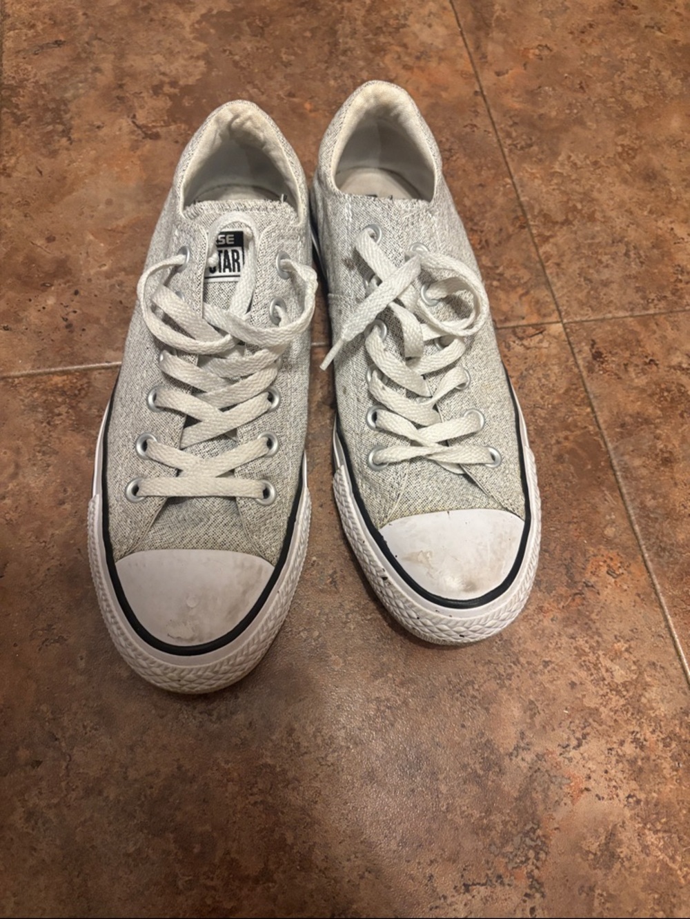 Converse Low Top Sneakers - Light Gray and White